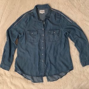 Olive & Oak denim button down w/zipper detail